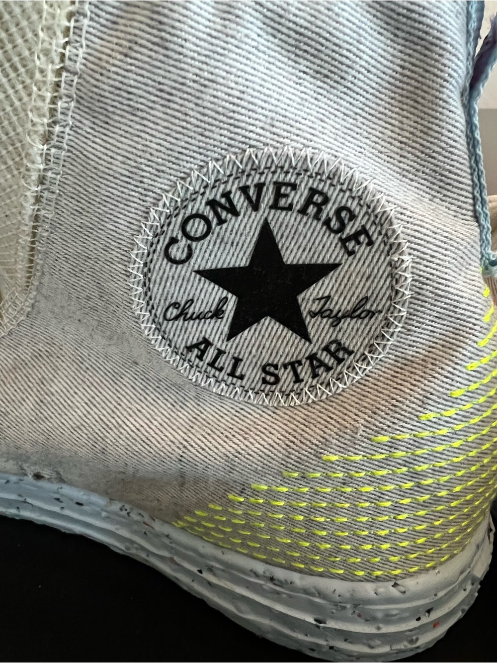 Converse Kids All Star High Top Sneakers in Light Gray with Neon Yellow Accents